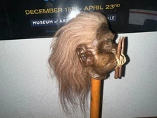RED WOOLLY JIVARO SHRUNKEN  HEAD WITH CHONTA PEGS-TSANTSA