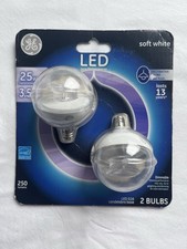 GE LED long Life/Low Energy 25w / 3.5w 250 Lumens Soft White 2 Bulbs