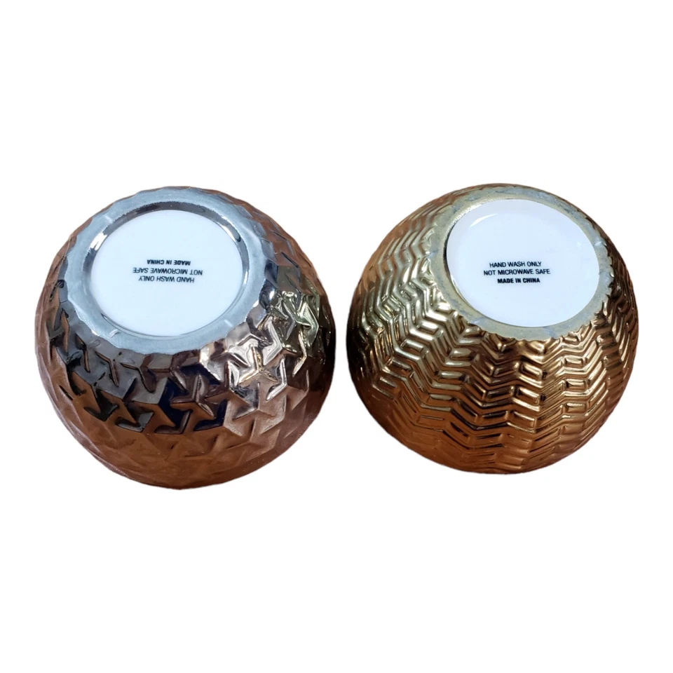 Modern Expressions Mini Bowls 4 Inch Metallic Gold & Silver Tone - Image 3 of 4