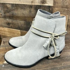 SOREL Suede Taupe Farah Short Tassel Western Boho Boots Women's Size 6