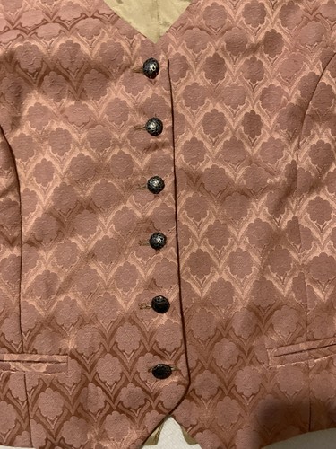 WAH maker XL rose pink tan vest satin back 6 buttons vintage western collection - Picture 5 of 7