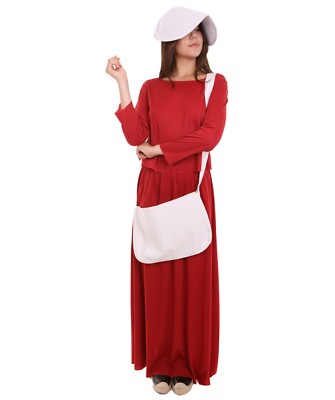 Handmaid's Tale Costume - Red Dress with Hooded Cape, Bonet and Bag | eBay
