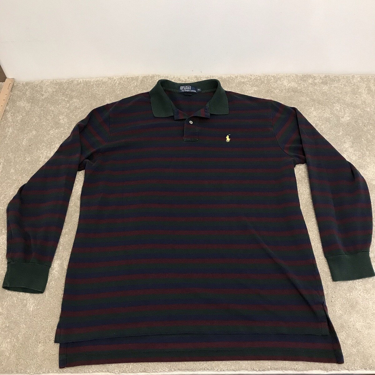 Polo Ralph Lauren Rugby Shirt Mens XL Long Sleeve Striped 90's Y2K