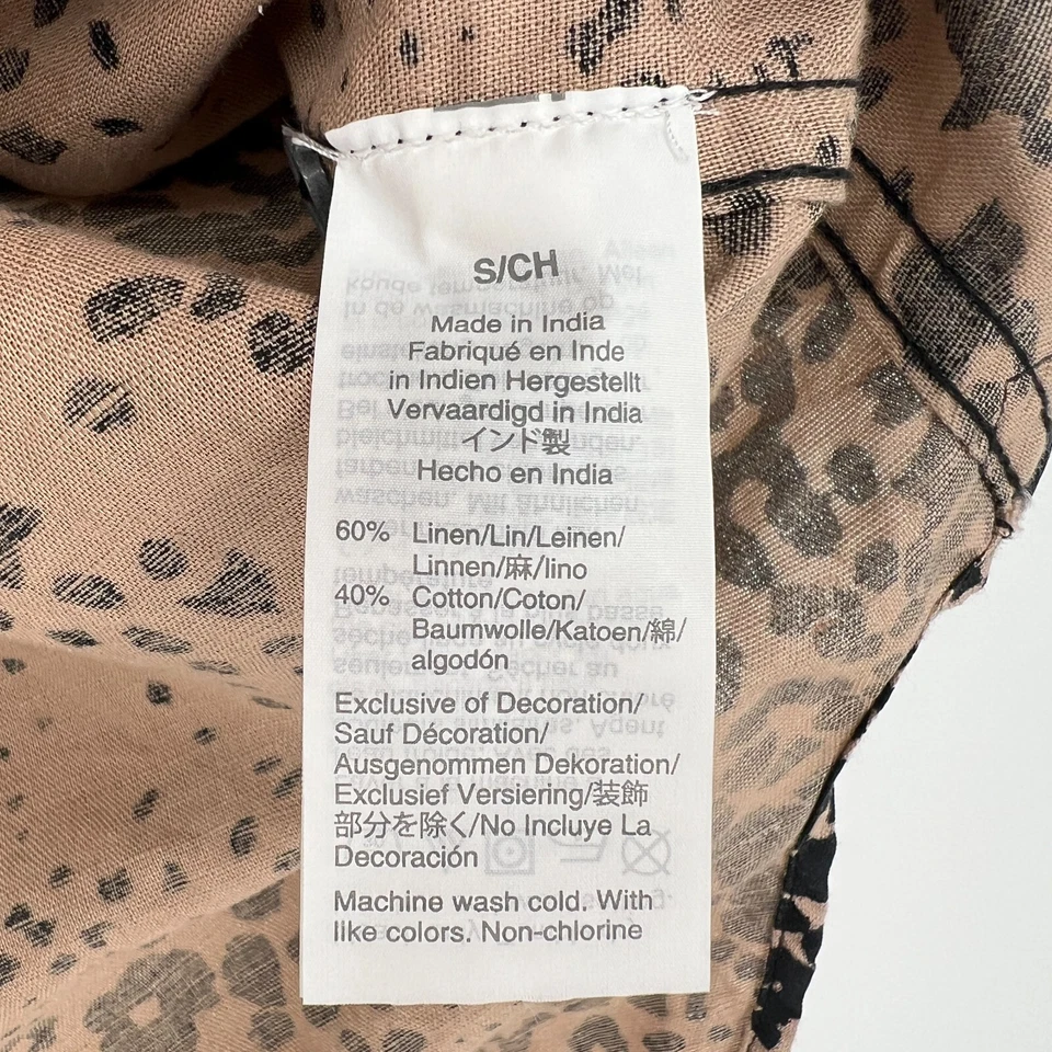 J.Crew Blouse Women's S Leopard Print Button Up Collared Long Sleeve Pink Piping - Image 4 of 4