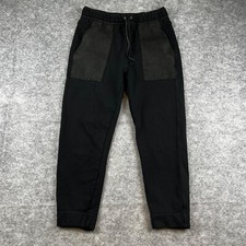 Helmut Lang Jogger Pants Black Goat Leather Trim Pockets Womens Sz S Sweatpants