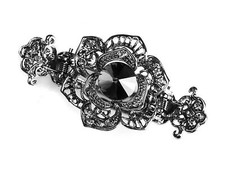 Rhinestone Metal Hair Claw on Dual Spring Black Vintage Rose Shaped Colored J...