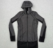 Lululemon Jacket Womens 6 Gray Daily Practice Full Zip Hooded Stretch Active