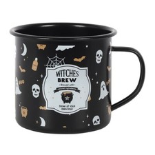 *SALE* Witches Brew Metal Enamel Mug, Cup Camping Cauldron Ghost Potion Spooky