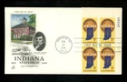 US FDC #1308 Artcraft Hand Tinted HT M-3 1966 IN Indiana Plate Block PB