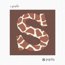 Letter S Giraffe Needlepoint Kit or Canvas
