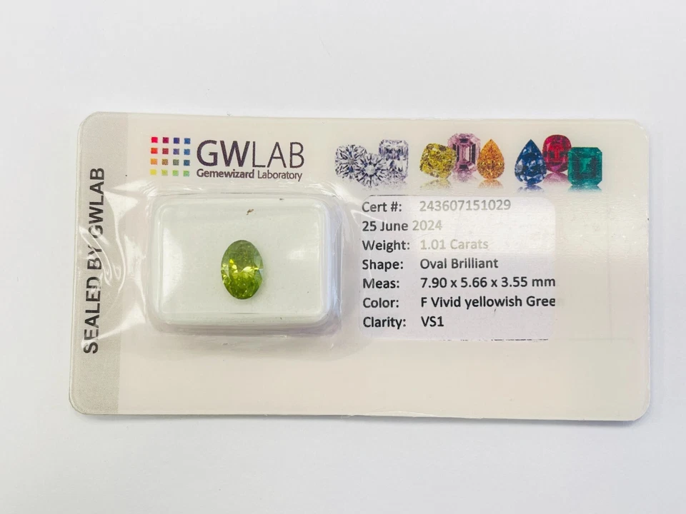 GWLAB Certified Natural Loose Diamond 1.01 Ct Oval Cut Green Diamond For Jewelry - Image 3 of 4