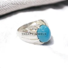 Turquoise Oval Cut Gemstone With 925 Sterling Silver Ring For Men's #A109