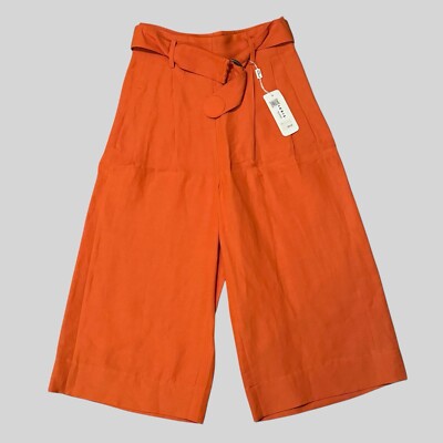 Akris Punto Pants Fiorella Wide-Leg Belted Culottes Orange Women s Size 4