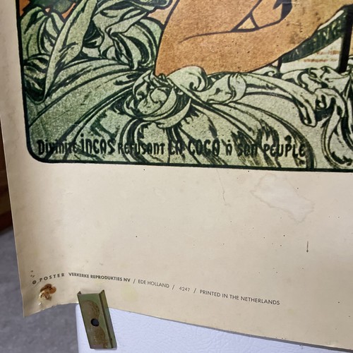 Alphonse Mucha "Vin Des Incas” Wine Of The Incas Vintage 70’s Poster Coca Peru - Picture 9 of 22
