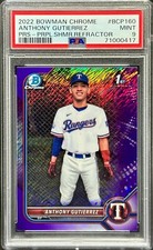 2022 Bowman Chrome Anthony Gutierrez Purple Shimmer Refractor /250 #BCP160 PSA 9