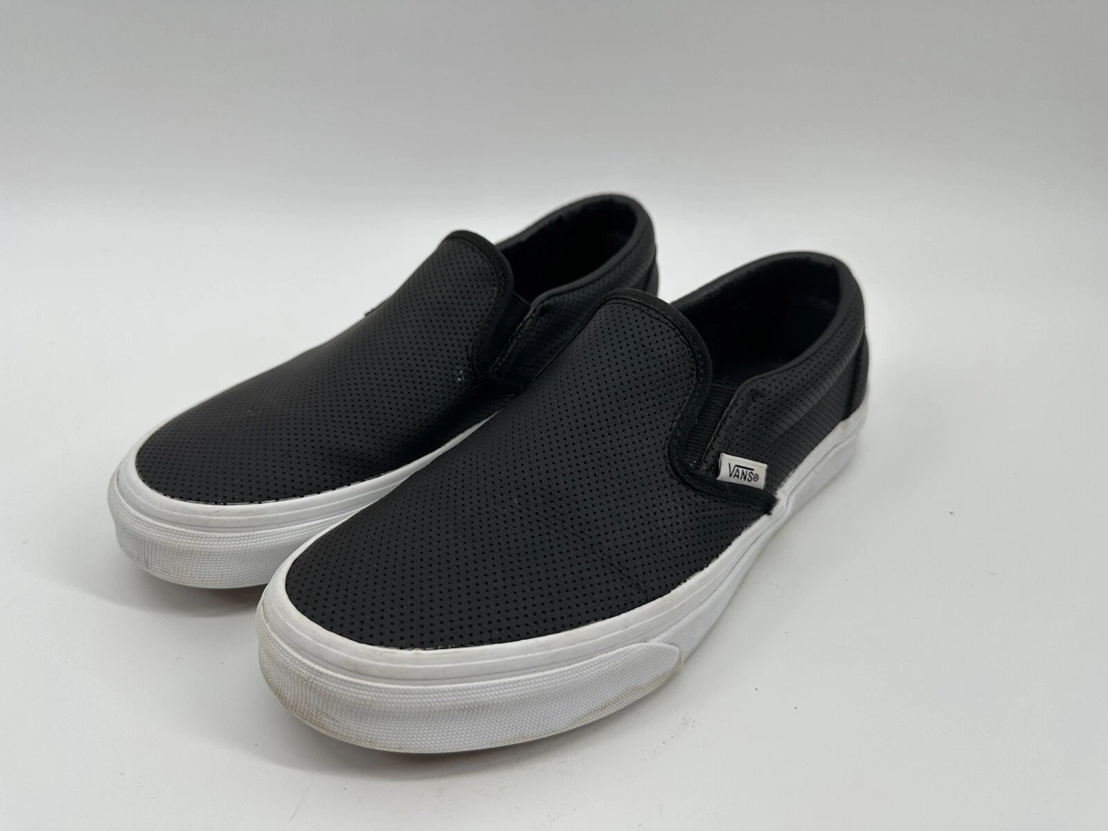 Mocassino donna Vans taglia 7 5 Asher slip on pelle nera traforato skateboard