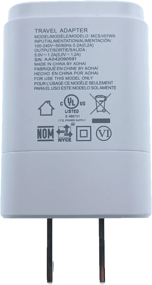 OEM LG Wall Charger MCS-V01WA White (5.0V-1.2A)+2 USB Cables(Type-C & Micro B) - Image 2 of 4