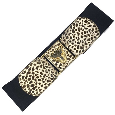 Elastischer Gürtel Schnalle Chic Tiger Leopard Vintage 80 s