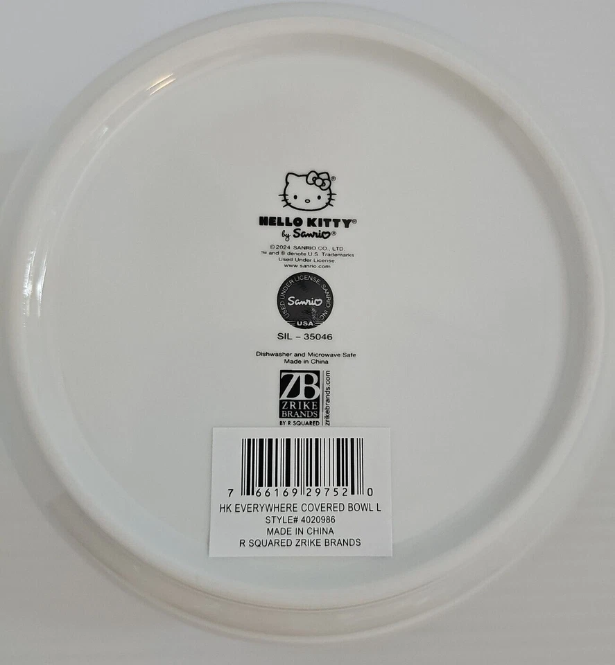 Cuenco de cerámica grande Hello Kitty de 7"x3" con tapa de ventilación ~ por Sanrio 2024 ~ lazos rojos Foto 3 de 4