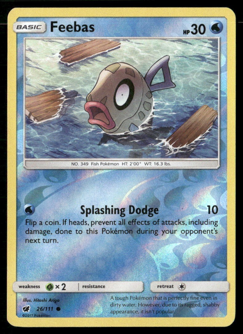 2017 Crimson Invasion Set Pokemon Card 026  Feebas Reverse Foil LP