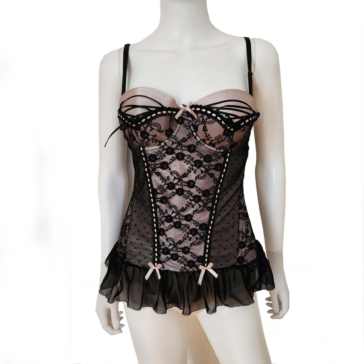 SEXKISS BEIGE blck lace padded strapless Camisole Top nightwear | eBay