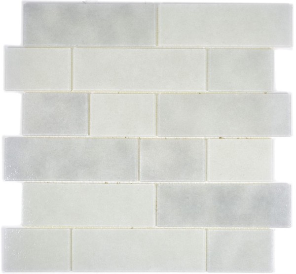 Glasmosaik Weiß Fliesenspiegel KüChe Bad Wc Wand 68-0139L | 10 Mosaikplatten-image
