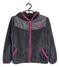 The North Face Girl's Dark Gray Sherpa Full Zip Hooded Jacket Size L 14-16