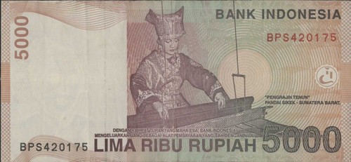 (N86-30) 2009 Indonesia 5000 Rupee Bank note (AE)  - Foto 2 di 2