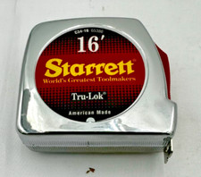 VINTAGE STEEL CASE Tape Measure Starrett, 16 Ft. American USA Tru-Lok C34-16