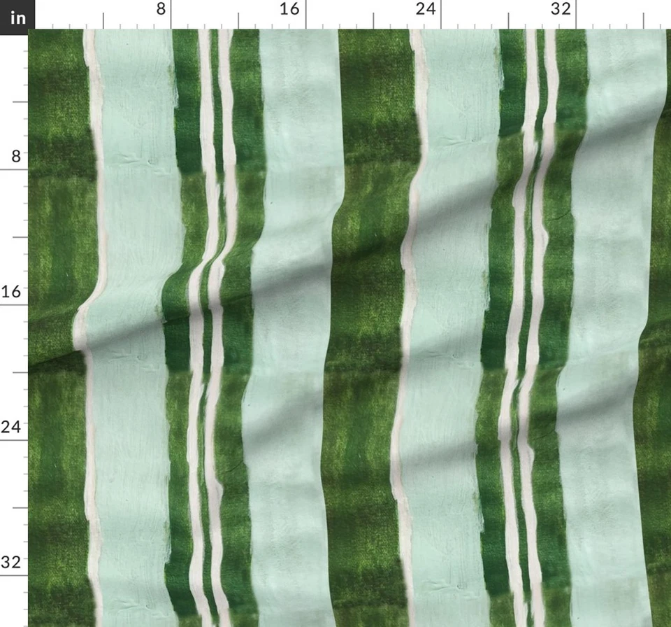 Szepviz Stripe Hand Painted Stripes Green - White Hand Drawn Printed Tablecloth - Image 4 of 4