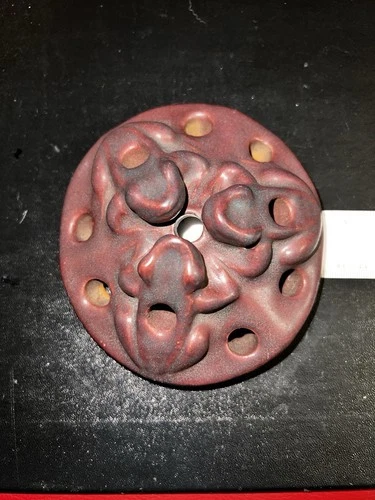 Van Briggle Pottery Flower Frog Mulberry 10 holes 4.5"