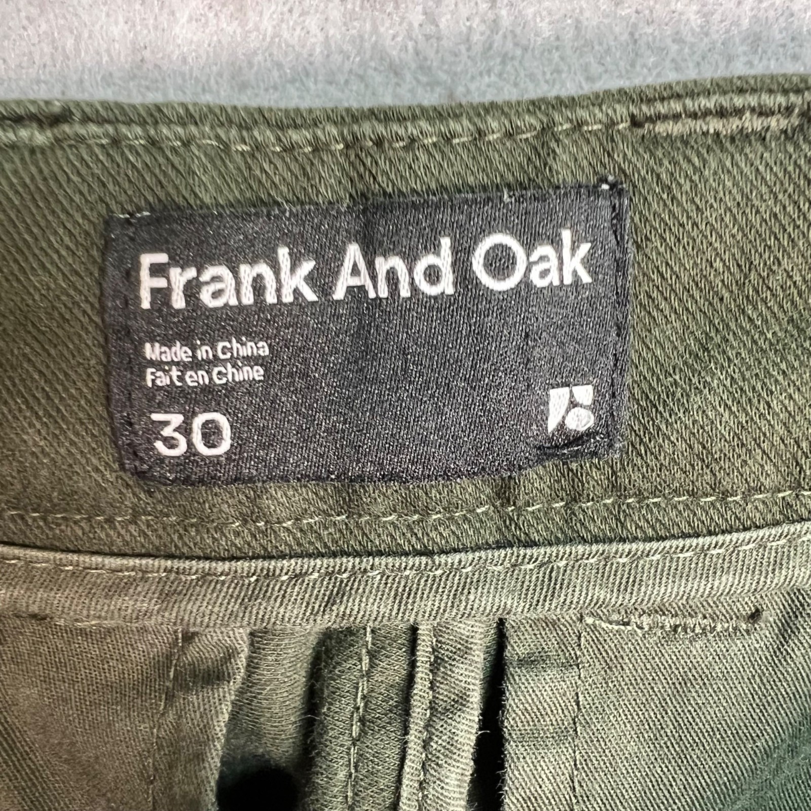 Frank And Oak Mens Green Tapered Organic Cotton Blend Pants Size 30