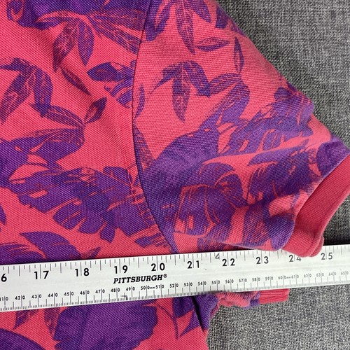 Nautica Blue Sail Polo Women’s L Short Sleeve Floral 1/4 Shirt Pink Purple WS22 - Picture 5 of 8