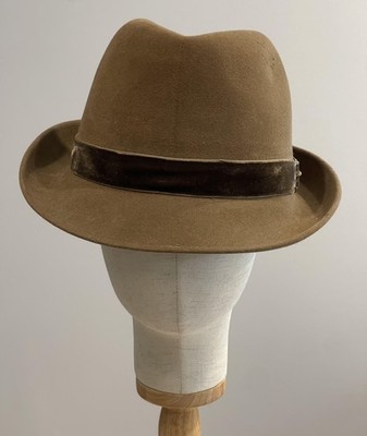 Vintage Tonak Hat Cap Fedora Men One Size Brown Fur Felt Leather Lined Amur