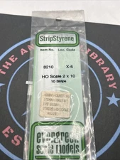 Evergreen Scale. Polystyrene Strips. 14" 8210. HO Scale 2x10.  (10)