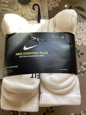 Nike Dri-Fit Socks - 6 Pair- White Everyday Plus Men  s 6-8 Women  s 6-10