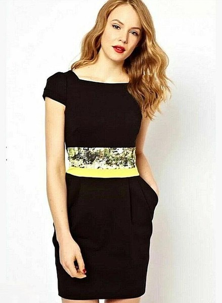 Women Karen Millen Dress Black Viscose 40 / L / 48 #9RD9