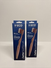 2 Packs Of V-ECO Toothbrushes Unique V-shaped Bristles 4 brush heads