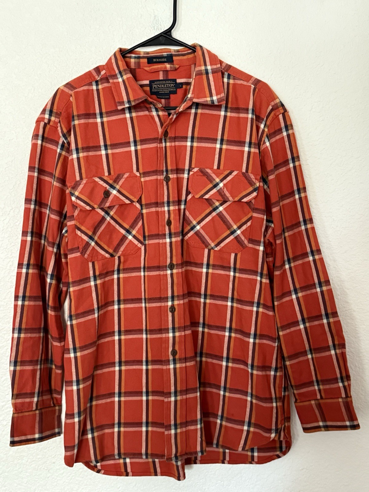 Pendleton Burnside Flannel Orange Plaid Long Slee… - image 1