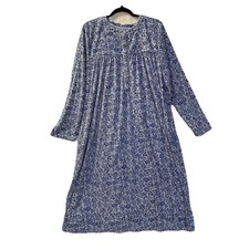 Aria Nightgown Womens 2X Blue Floral Soft Velour Warm Pajamas Modest Long