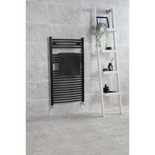 Flomasta Towel Rail Radiator Black Curved Bathroom Warmer Ladder (H)110x(W)60cm