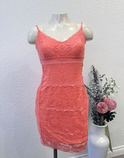 GUESS Coral/Orange Floral Lace Dress M