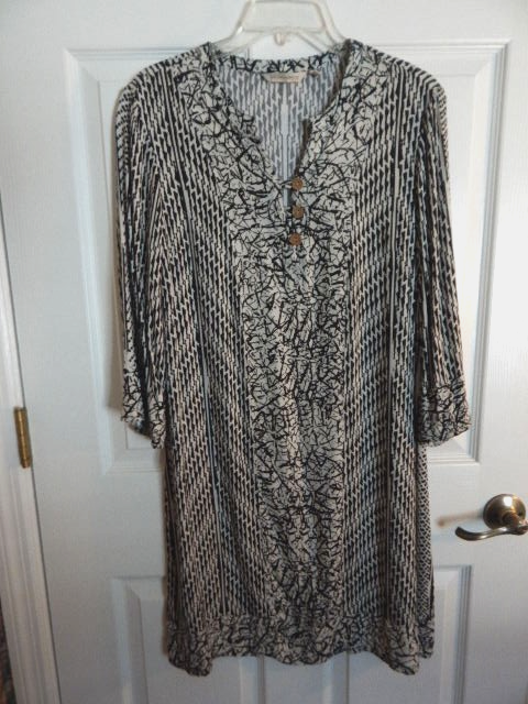 Soft Surroundings 3/4 Sleeve Rayon Print Shift Dress (PM)