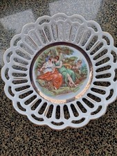 Dresden China Pieced Bowl with 2 Ladies. Made In Germany Good Condition No Chips