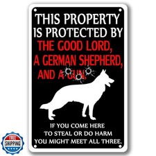 Beware Of Dog Metal Sign Funny Warning Signs For Property Is Protected By Ger