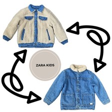 ZARA gender neutral reversible jean sherpa jacket size 3-4 years