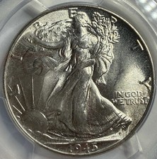 1945 Walking Liberty mezzo dollaro PCGS MS64 moneta esatta raffigurata