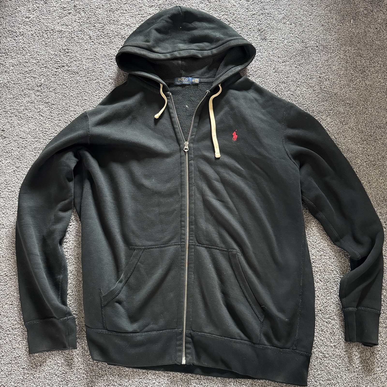Polo Ralph Lauren felpa con cappuccio uomo 2XL nera full zip rossa pony felpa giacca XXL