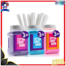 New Cotton Candy Floss Sugar 3-Pack 46oz Includes 100 Premium Cones