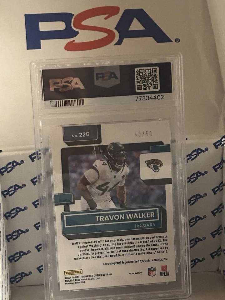 2022 Donruss Optic Travon Walker Rated Rookie AUTO SP Purple Stars /50 PSA 9,10 - Image 2 of 3